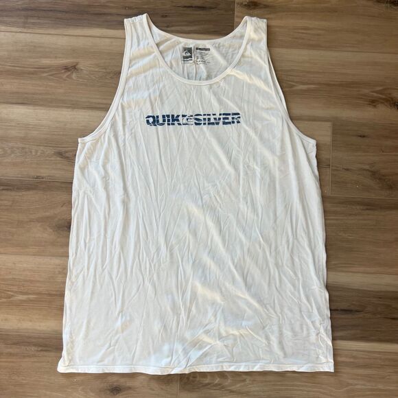 Mens 1990s Y2K Vintage White Sleeveless Grunge Quicksilver Tee Shirt T-shirt - Picture 3 of 7